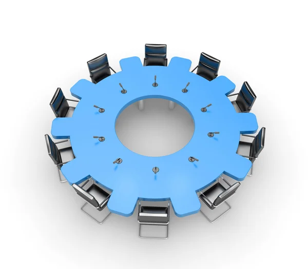 Blue meeting table in form of gear — Stock Photo, Image