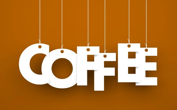 Kaffee-Wort hängt an Seilen — Stockfoto