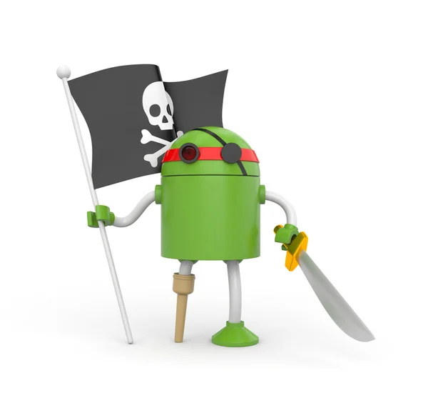 Zielony robot pirat — Zdjęcie stockowe