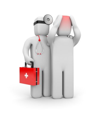 Doktor ve hasta baş ağrısı ile
