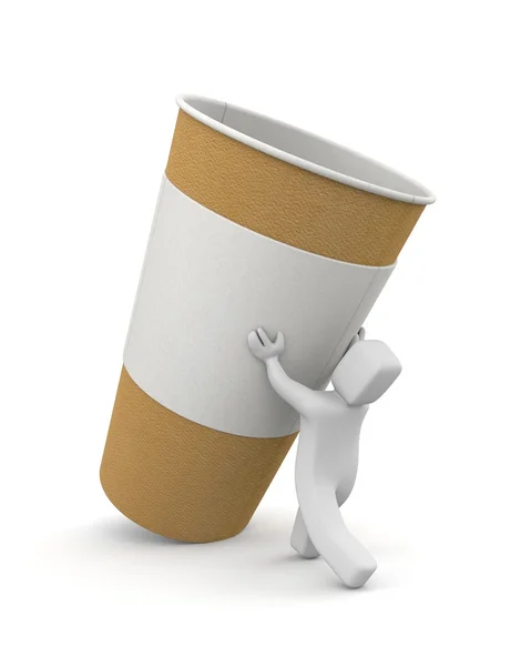 Uomo con tazza di carta da caffè — Foto Stock