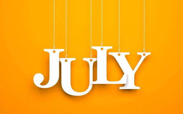 Słowo lipca wisi na linach — Zdjęcie stockowe