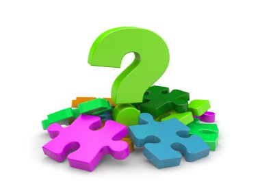 Question with colorful puzzles clipart