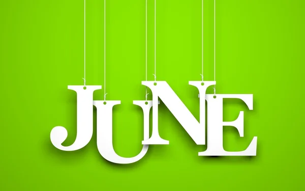 Wort Juni hängt an Seilen — Stockfoto