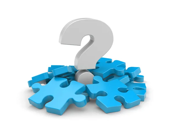 Question with blue puzzles — Stock Photo, Image