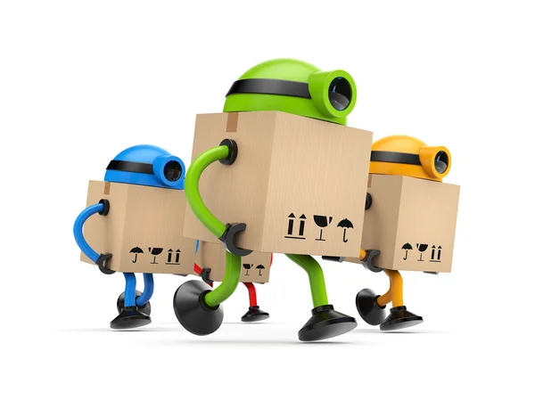 Group of robots postman — Stockfoto