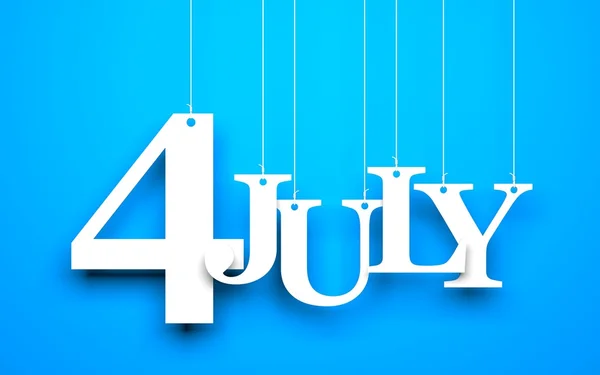 4 juli - text hänger på strängen — Stockfoto
