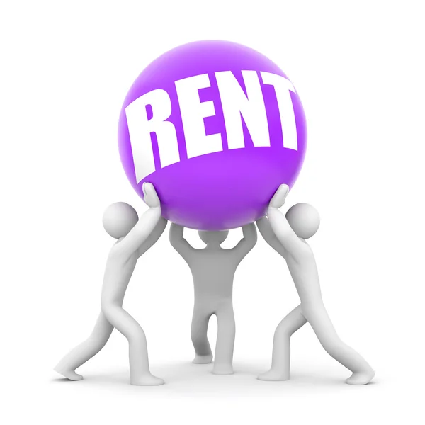 People holding balloon with the word RENT — Stock Photo, Image