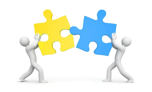 Partnership through two puzzles — Stock Photo, Image