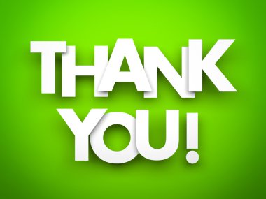 Thank you on a green background