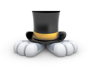 Rabbit in the hat with gold stripe clipart