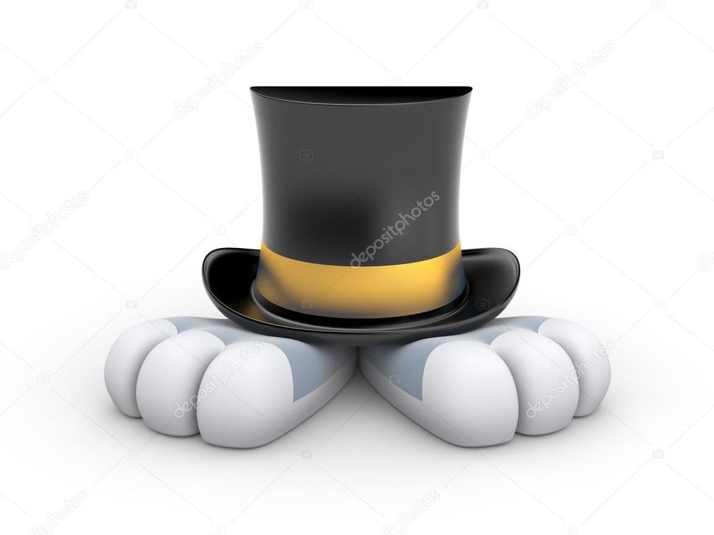 Rabbit in the hat with gold stripe