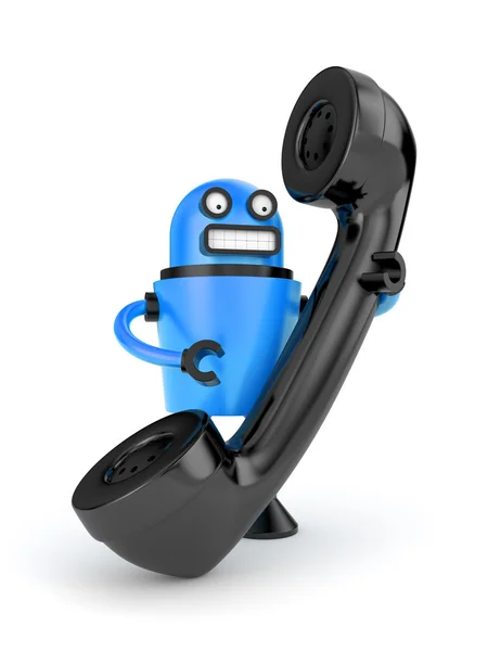 Robot holding a handset — Stock Photo, Image