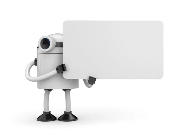 Bílý robot drží ceduli — Stock fotografie