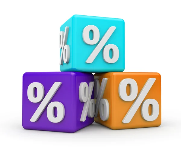Três cubos com percentagens — Fotografia de Stock