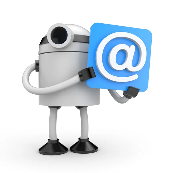 Robot met e-mail teken — Stockfoto