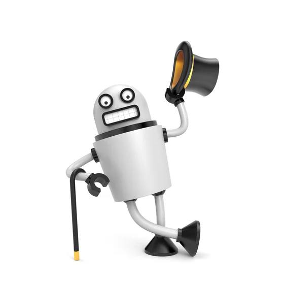 Robot gentleman with cane — Stock Photo, Image