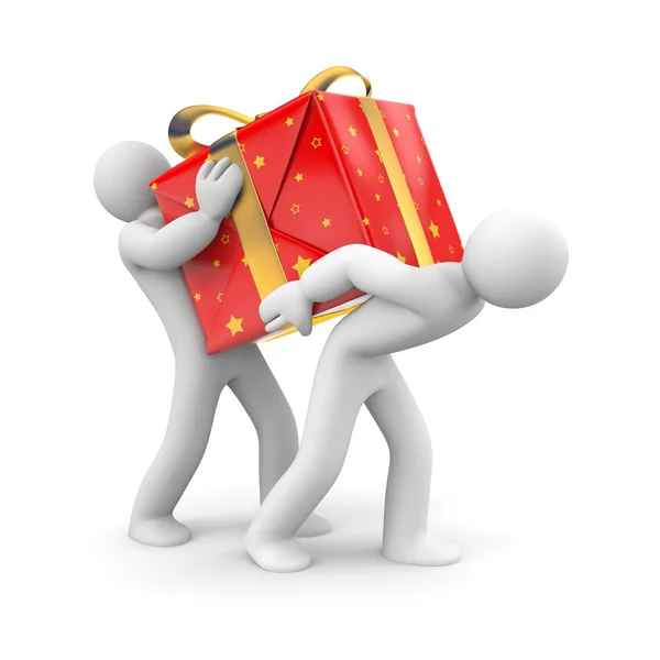 People carry heavy gift — Stock Photo, Image