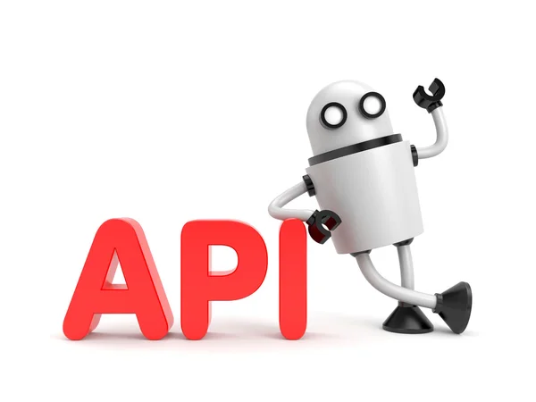 Robot med Api word — Stockfoto