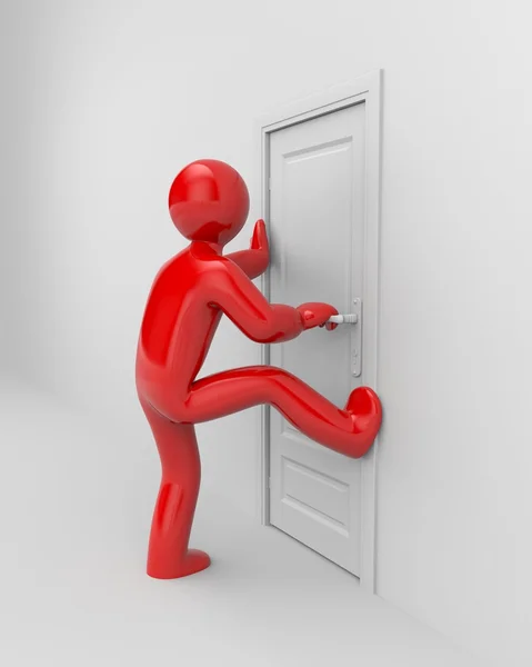 3D Man wants to enter — Stock Photo, Image