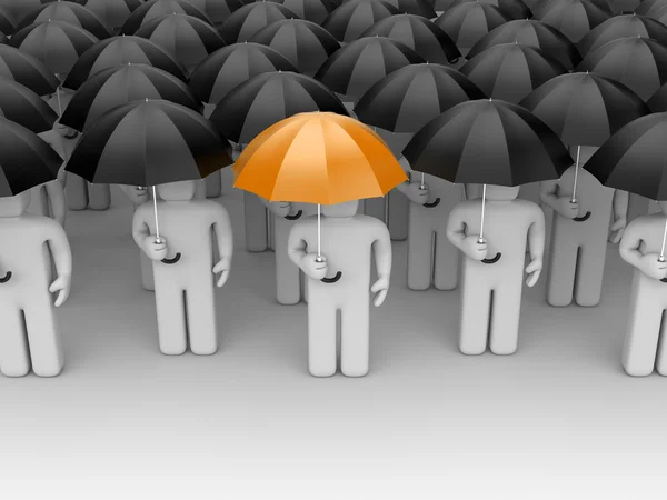 The person with orange umbrella — Stock Photo, Image