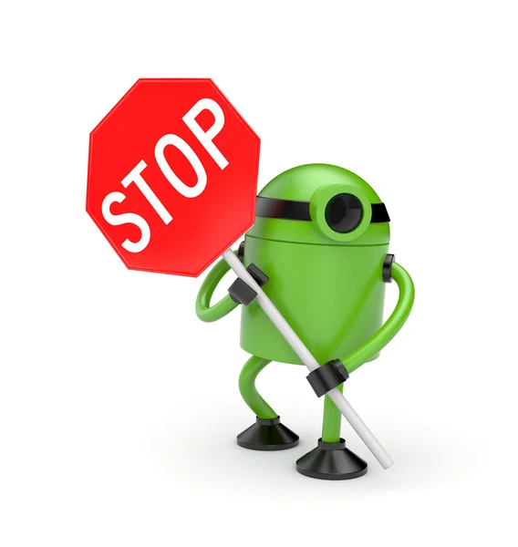 Robot met stopbord — Stockfoto