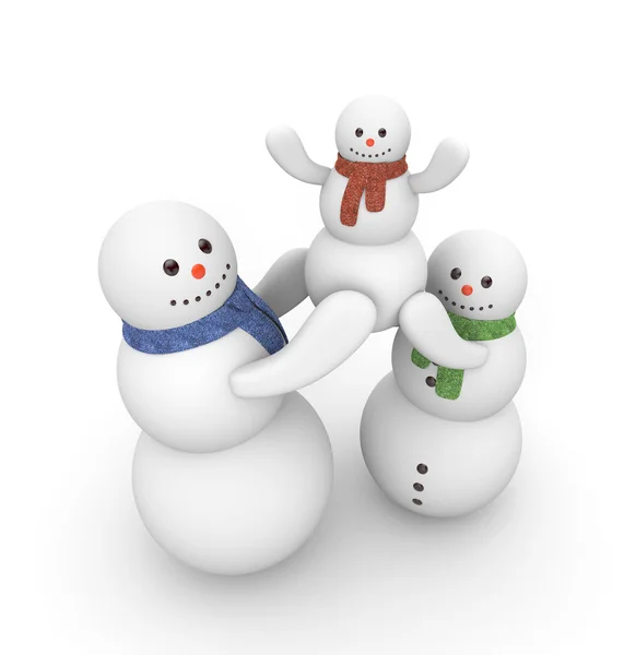 Happy family of snowmen — Stock Photo, Image