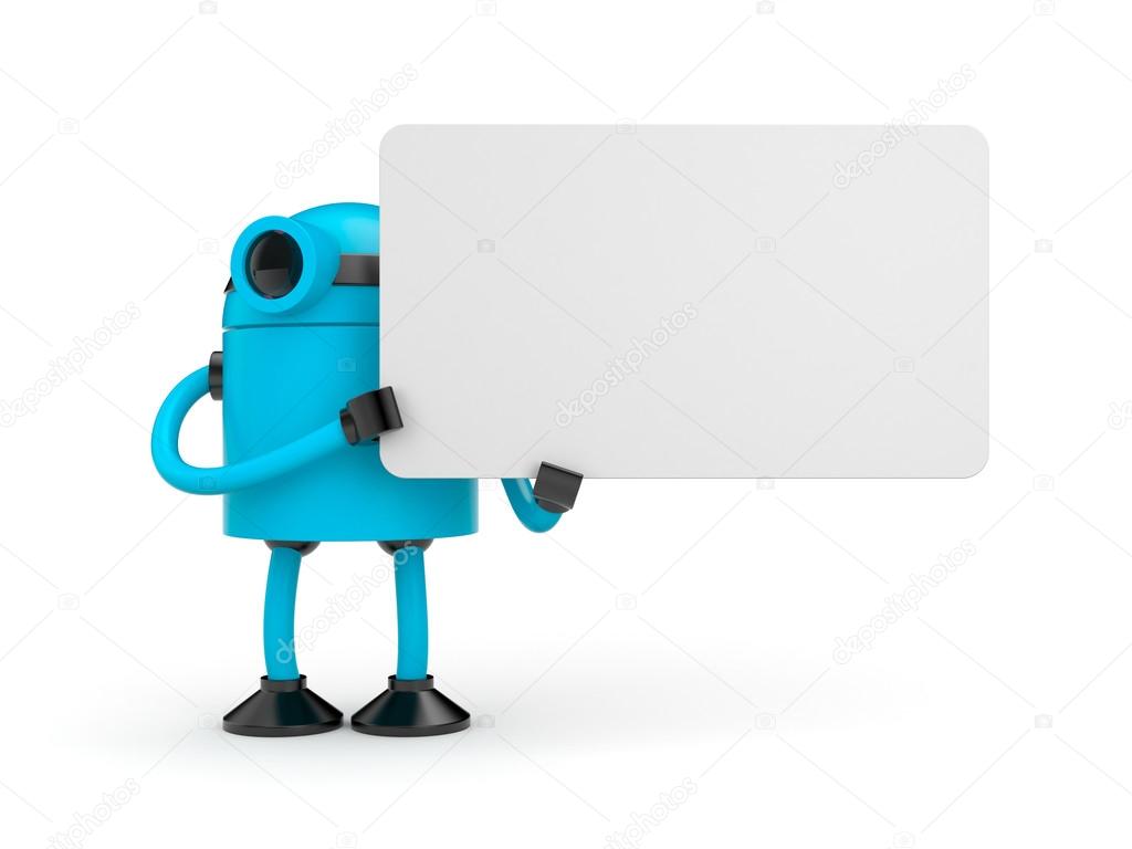 Robot holding sign