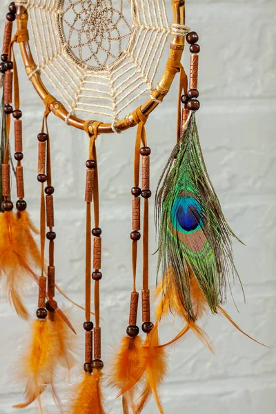 Dreamcatcher - a traditional mascot for Native American folklore. Selective focus with shallow depth of field.