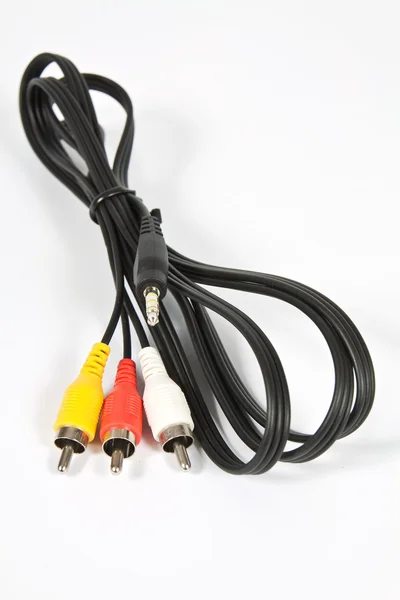 Cinch-kabel med tre och 3,5 mm-uttag — Stockfoto