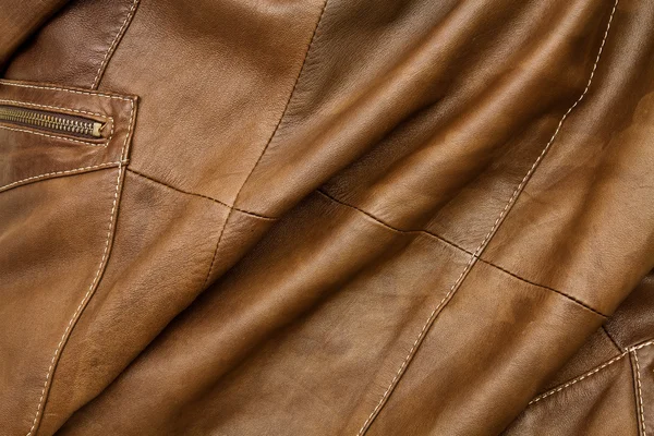 Деталь світло-коричневого шкіряного одягу — стокове фото