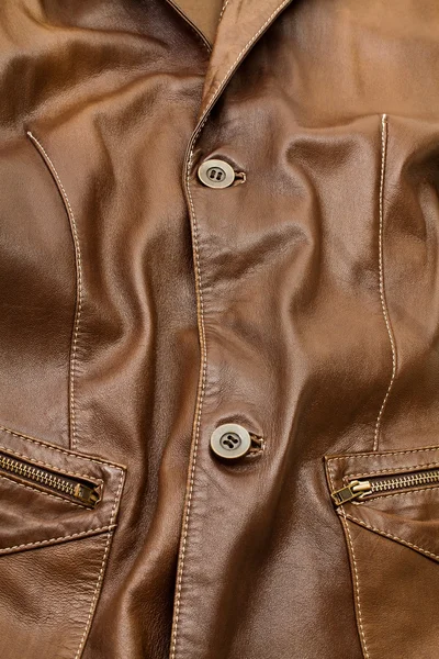 Detalhe de roupas de couro marrom claro — Fotografia de Stock
