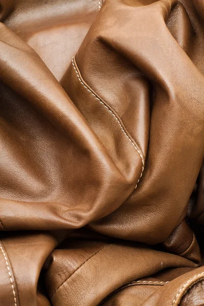淡棕色皮革服装的细节 — 图库照片
