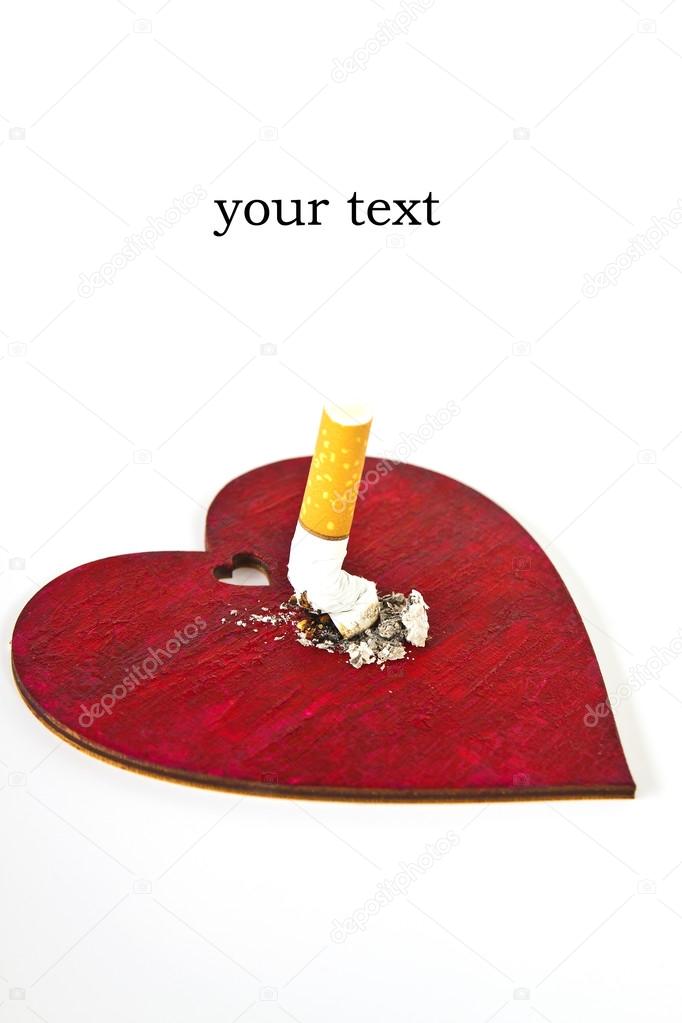 Red heart and cigarette butt