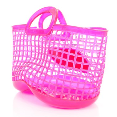 delikli pembe plastik alışveriş çantası 