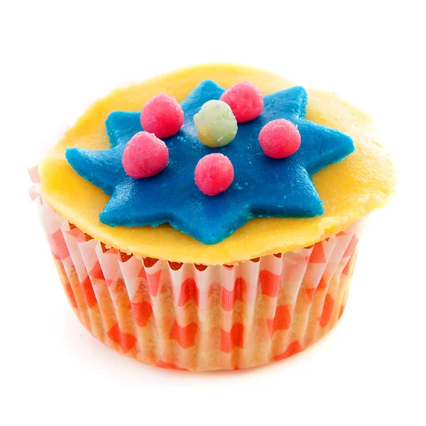 Cupcake with marzipan decoration — Stock Photo, Image