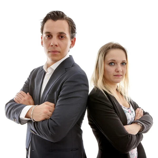 Business couple with arms crossed — Stock Photo, Image