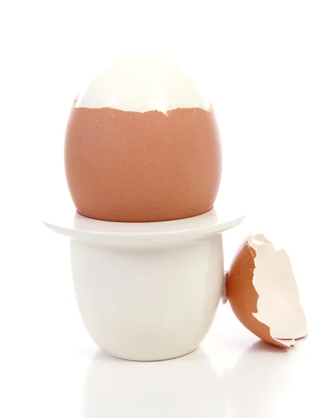 Boiled egg in holder — Stock Photo, Image