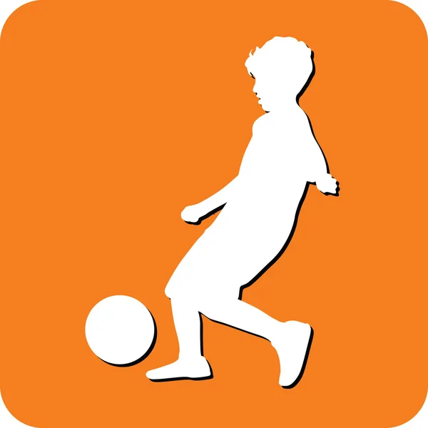 Niño jugar fútbol — Vector de stock