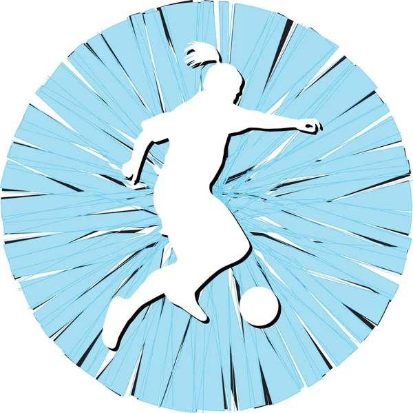 Женщина играет в футбол — стоковый вектор