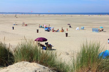 Brouwershaven, Hollanda 22 Ağustos 2015: Brouwersdam 'daki Kuzey Denizi kıyısı