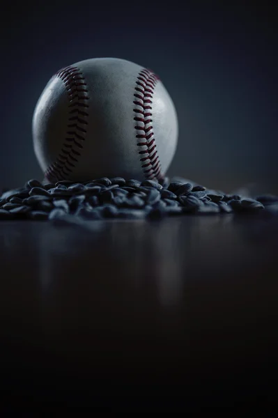 Baseball and sunflower seeds still life — Stock Photo, Image