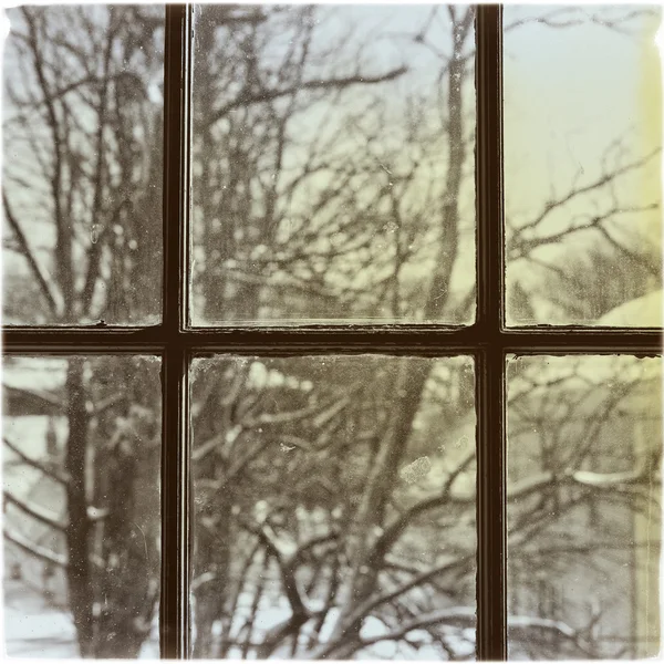 Vista de inverno da janela — Fotografia de Stock