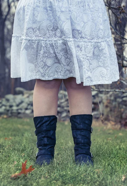 Country girl in boots — Stock Photo, Image