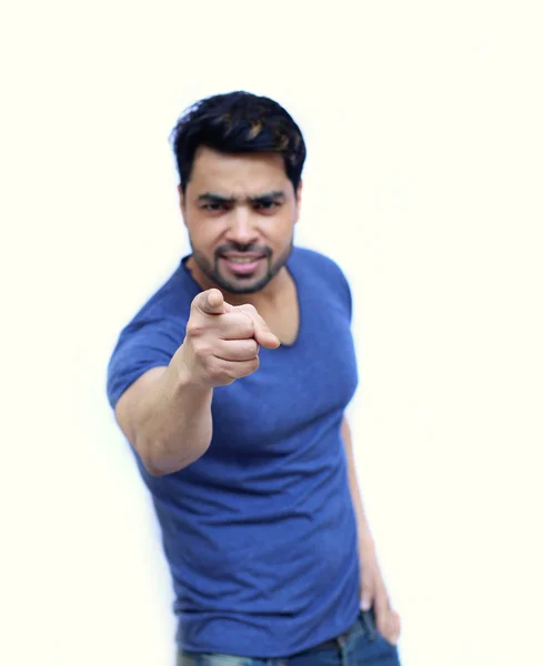 Young Indian man pointing the finger at you — Stock Photo, Image