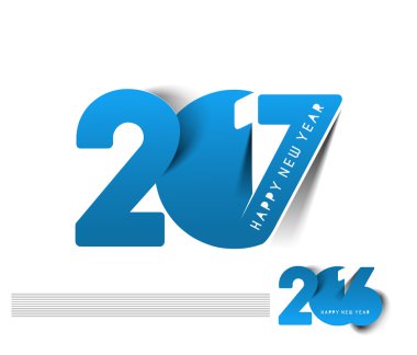 Mutlu yeni yıl 2016 ve 2017 metin tasarlamak vektör