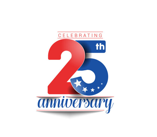Дизайн вектора для празднования 25-летнего юбилея.