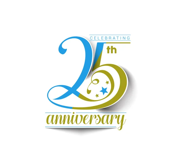 25th Anniversary Neon Text Vector Design Stock Vector