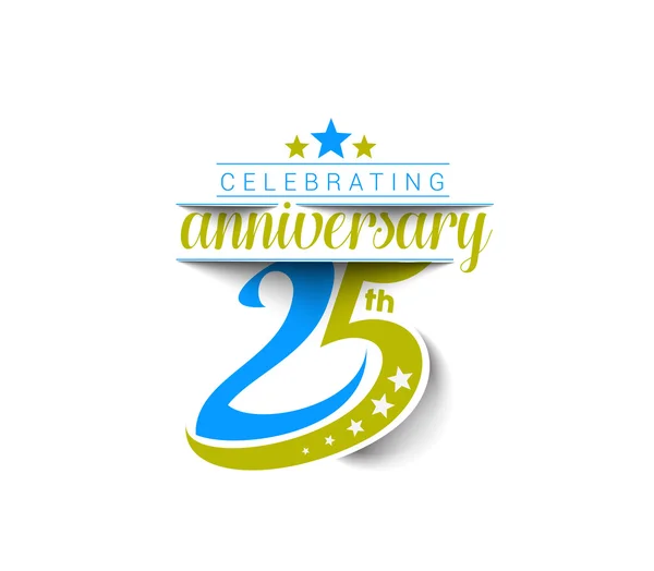 25º Aniversario Celebración Diseño . — Vector de stock