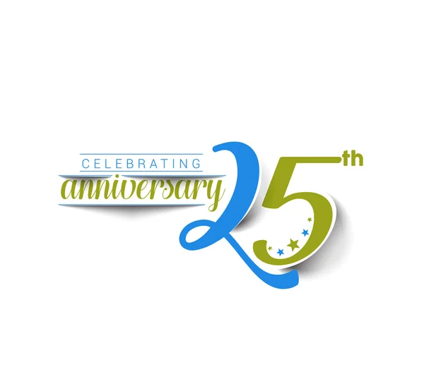 25º Aniversario Celebración Diseño . — Vector de stock